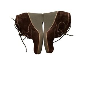 Naturalizer Women's Kaitlyn Dark Brown Suede Lace Up Wedge Booties Size 9.5M